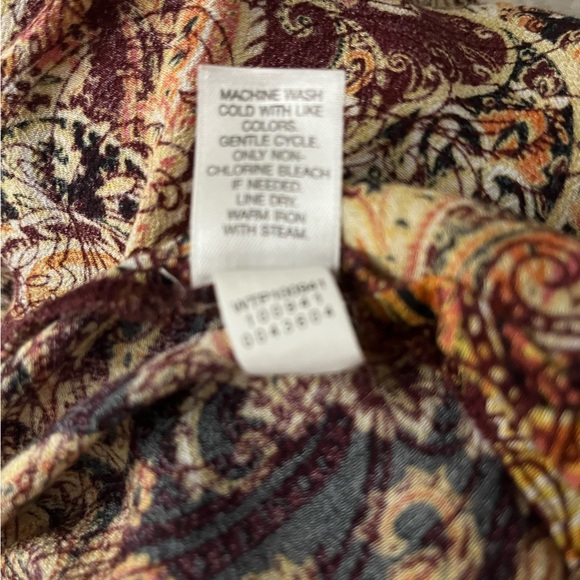 J. Jill Long Sleeve Burgundy Gold Paisley Print Tunic With Side Split XL - Picture 5 of 8